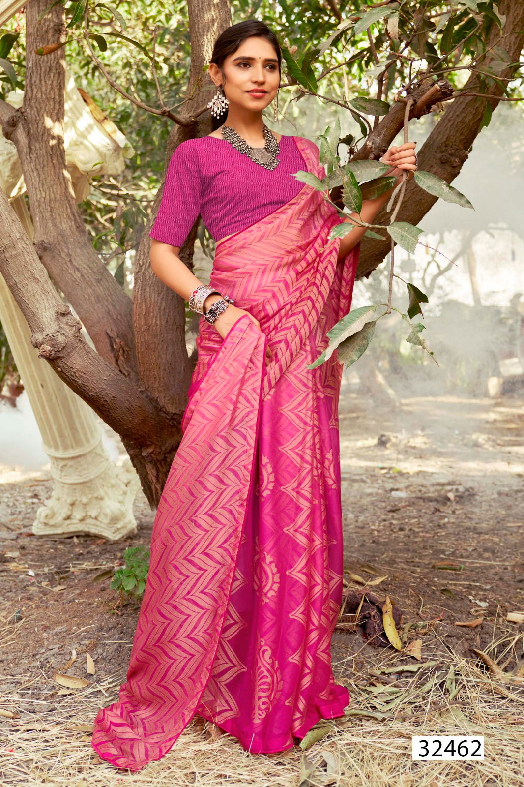 Samisha By Vallabhi Moss Georgette Printed Saree Surat Wholesale Market